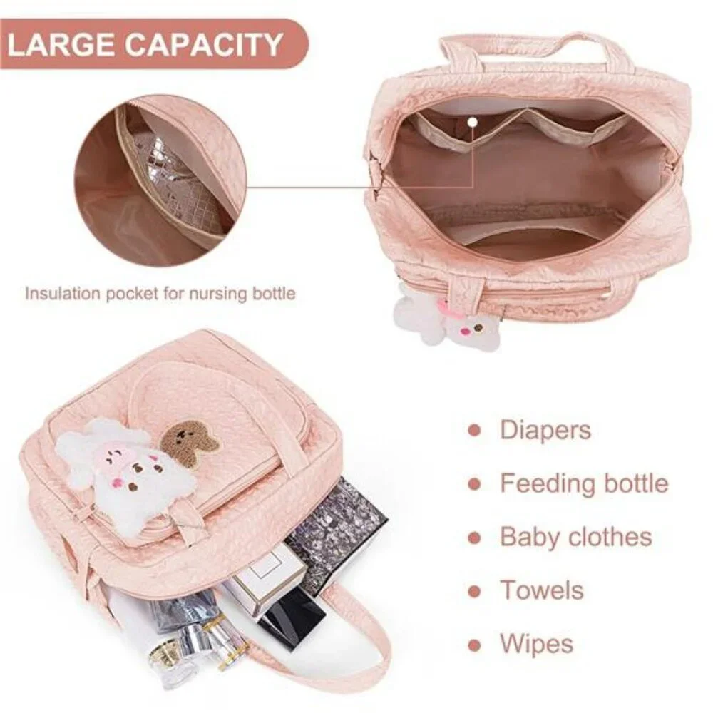 Small Diaper Bag Tote Crossbody Baby Bag with Insulated Pockets Travel Mommy Bag